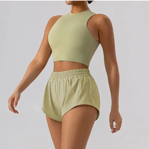 1/2-Piece Yoga Set for Women – Gym Suit with Mini Shorts and Sports Bra, Tracksuit, Running, and Workout Outfit