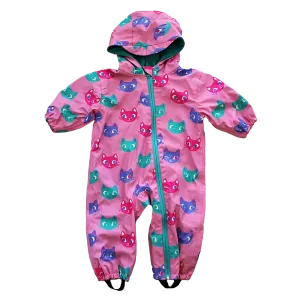 [18-24m] Hatley Kittie Pink Terry-lined Rain Suit