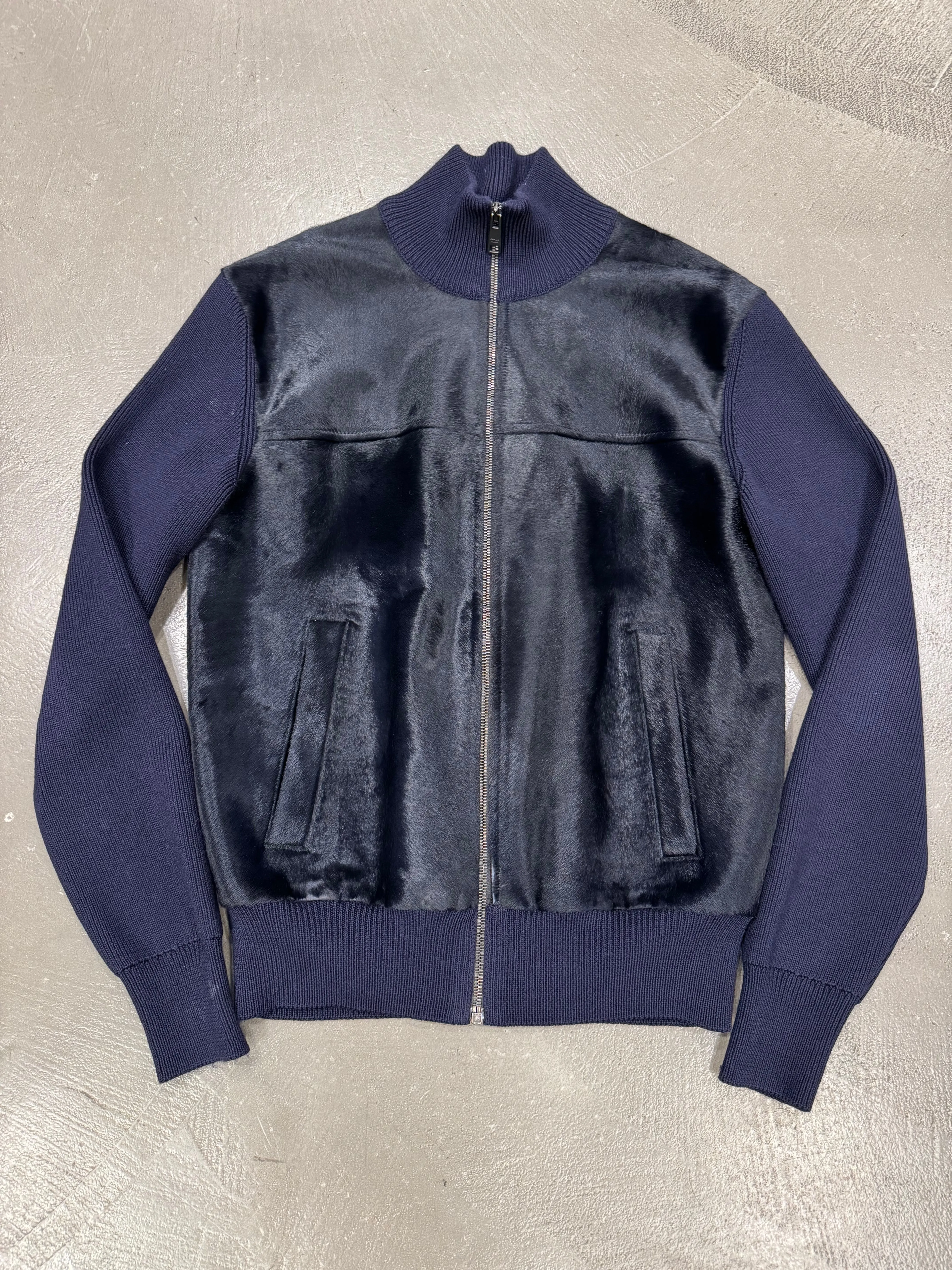 2010s Prada pony hair hybrid wool cardigan