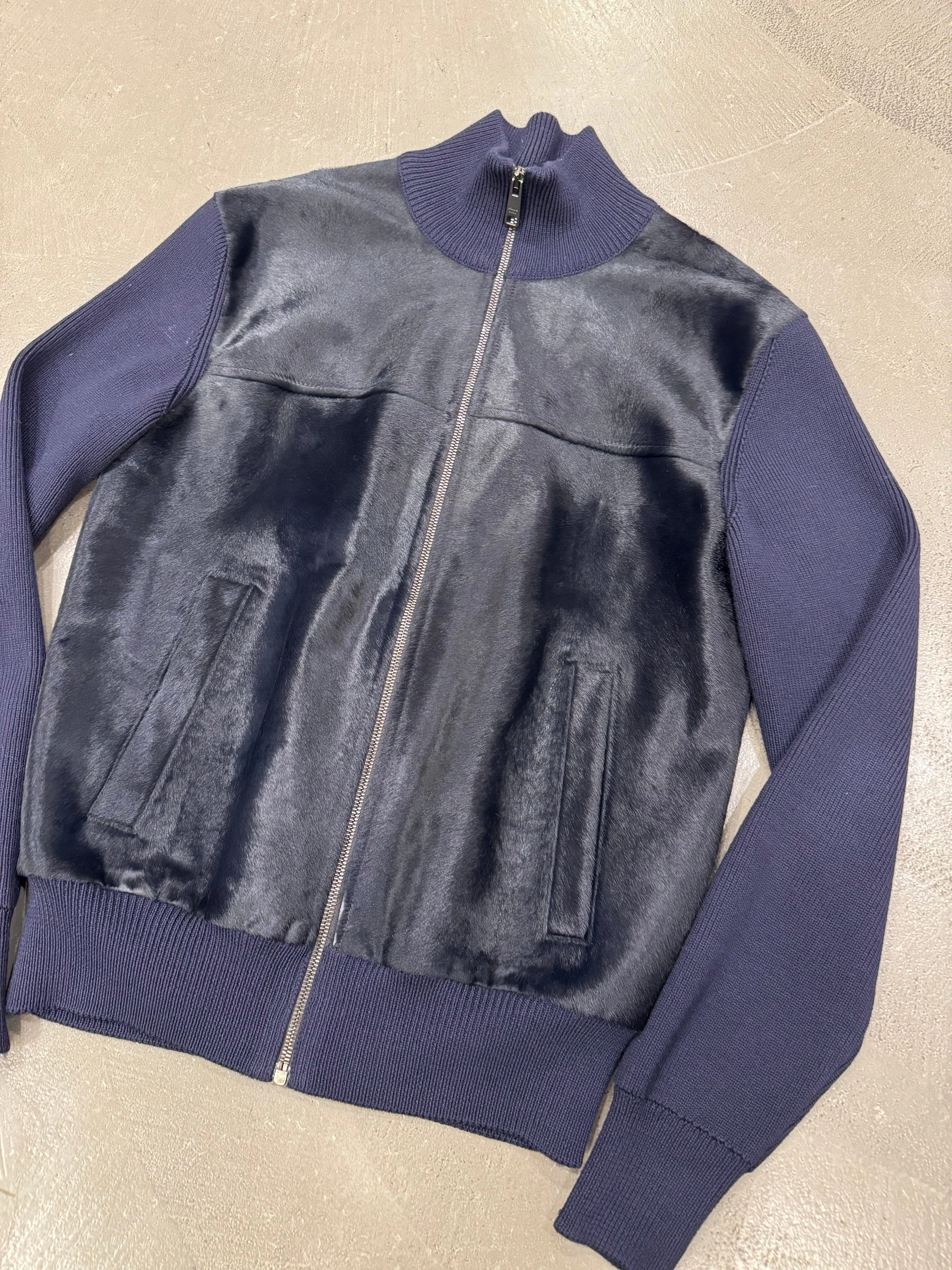 2010s Prada pony hair hybrid wool cardigan