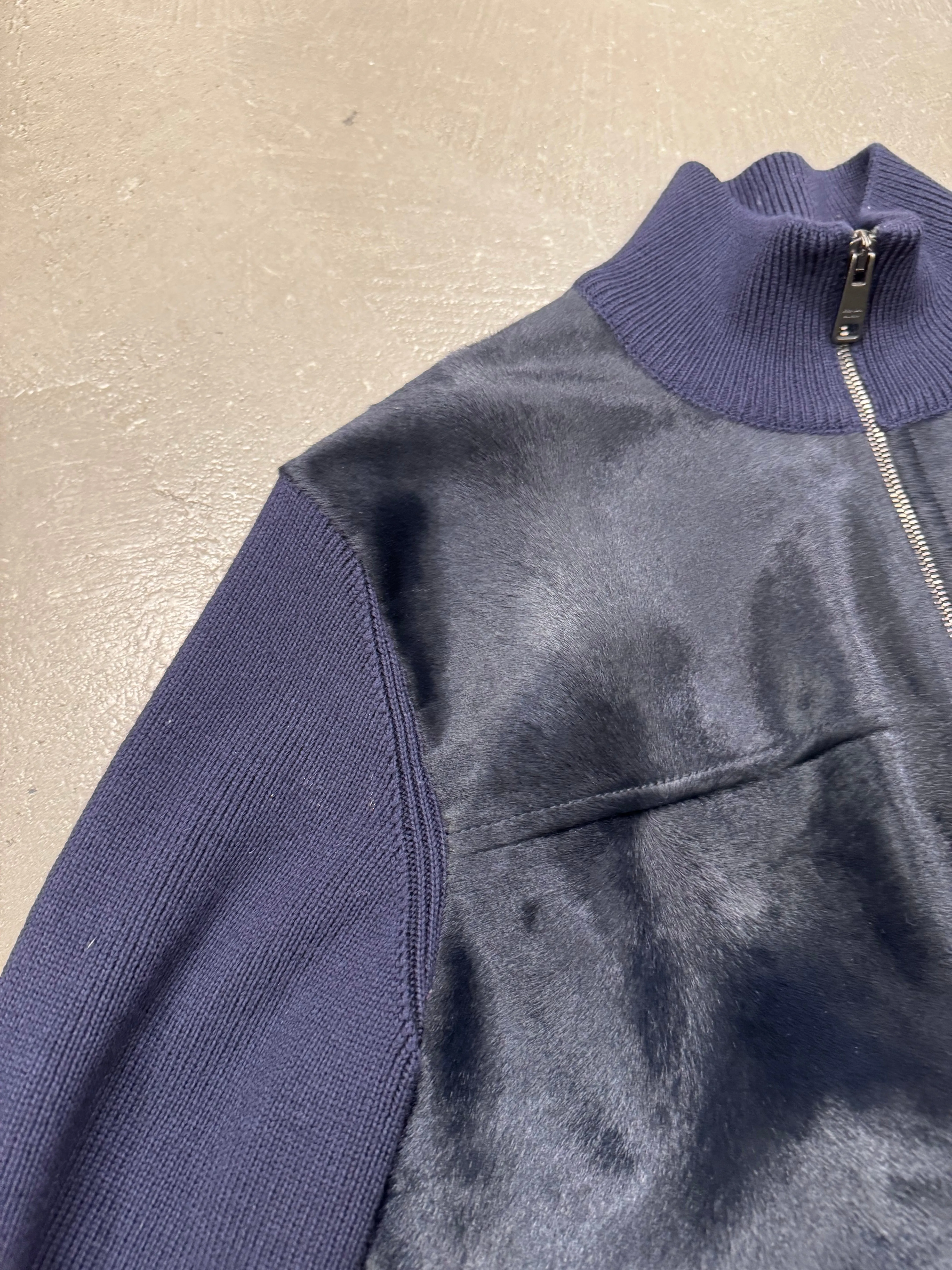 2010s Prada pony hair hybrid wool cardigan