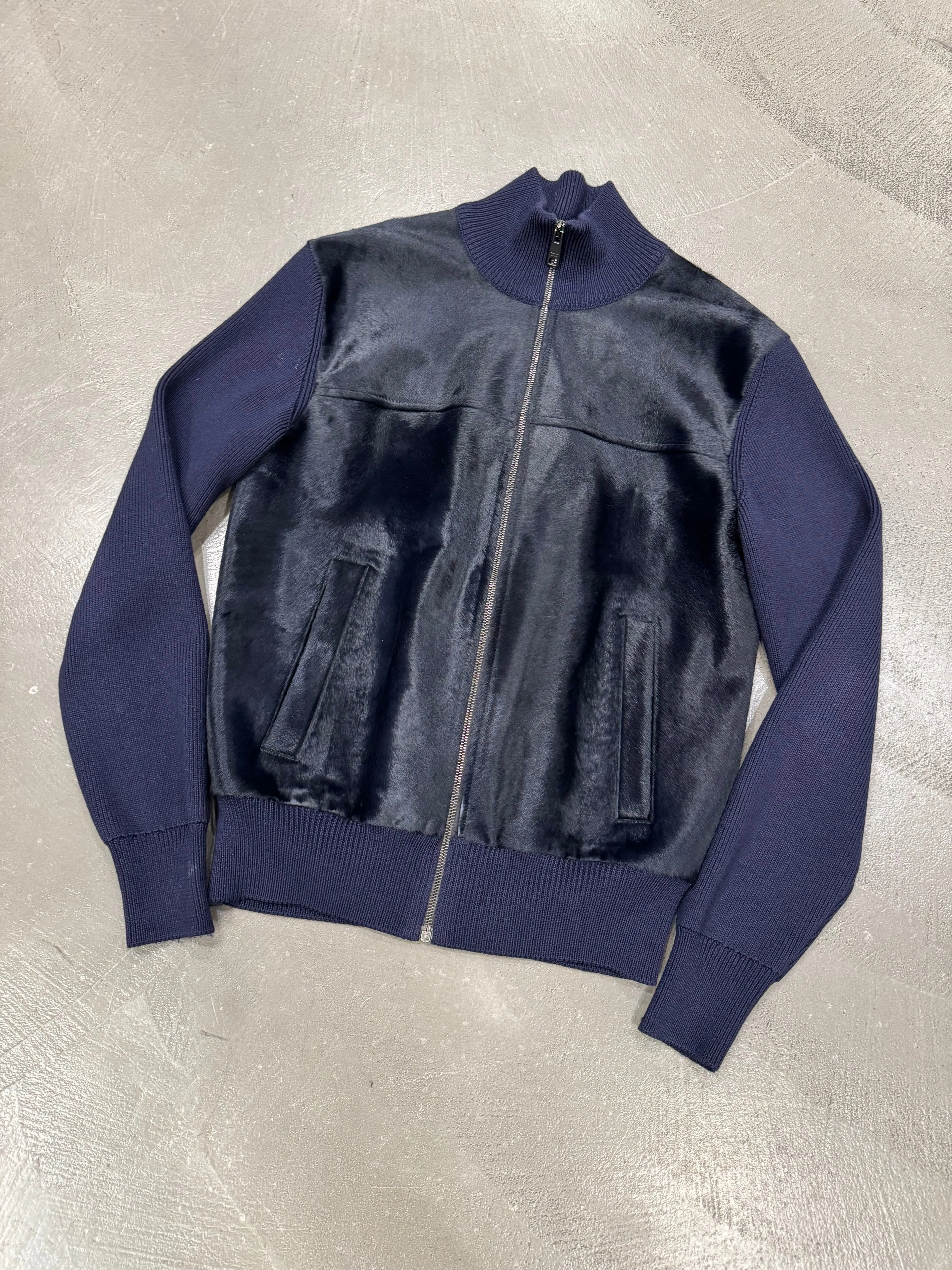 2010s Prada pony hair hybrid wool cardigan