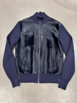 2010s Prada pony hair hybrid wool cardigan