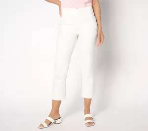 2P WHITE A649273 Denim & Co. Signature Petite Perfect Flex Cropped Jeans