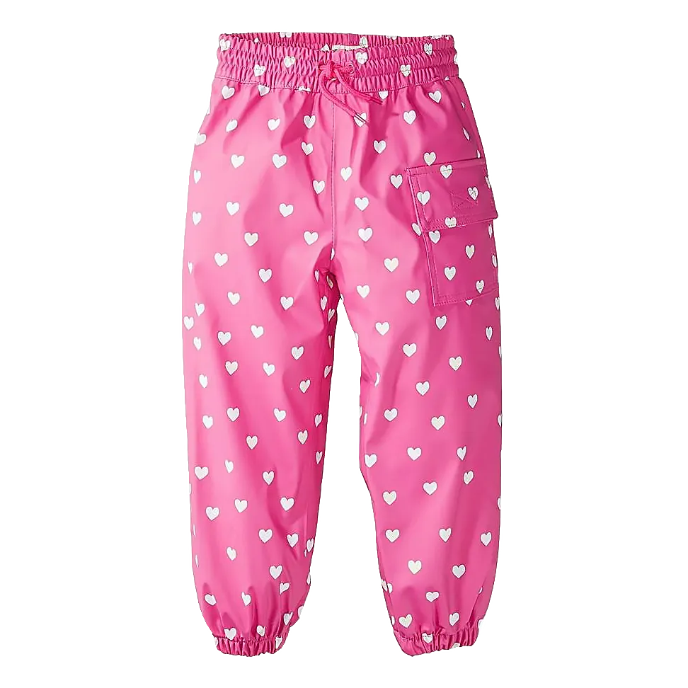 [2y] Hatley Pink Rain Pant w/Hearts (hearts change colour when wet)
