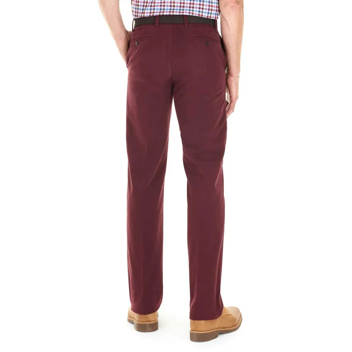 40% OFF - GURTEEN Trousers - Longford Spring Stretch Cotton Chinos - Cranberry - Size: 34 LONG