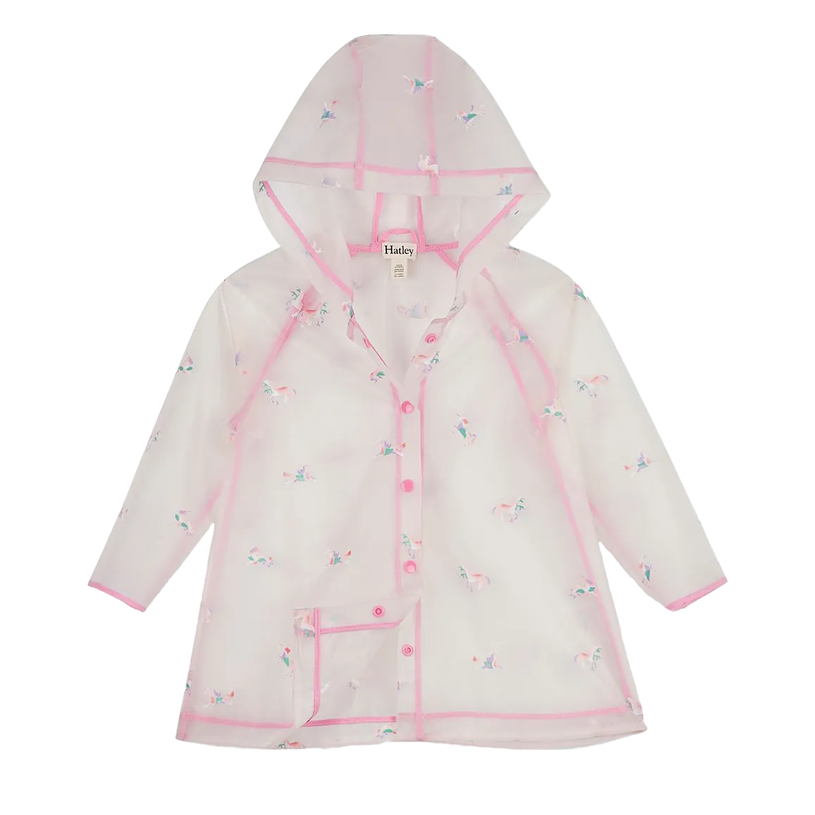 [4y] Hatley Girls Clear Rainbow Unicorn Swing Raincoat