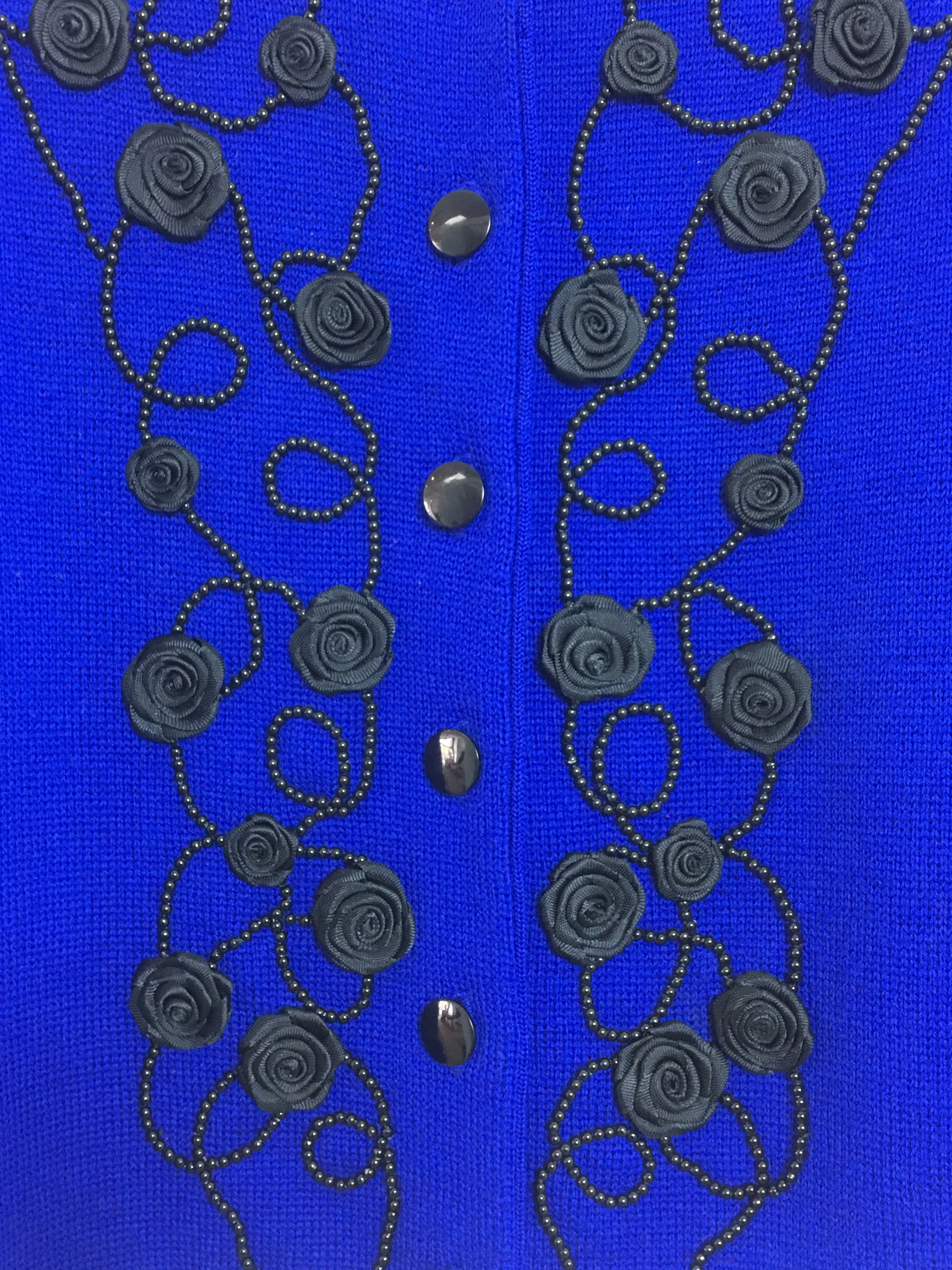 80’s COBALT ROSETTE CARDIGAN / SMALL