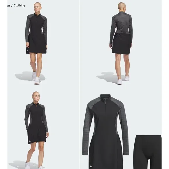 Adidas Ultimate365 Long Sleeved Dress Black Golf Women's Medium IP4303 NEW