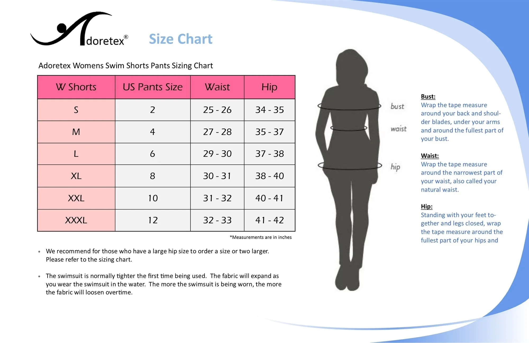 Adoretex Women's New Direction Swim Shorts Pants (FJ001)