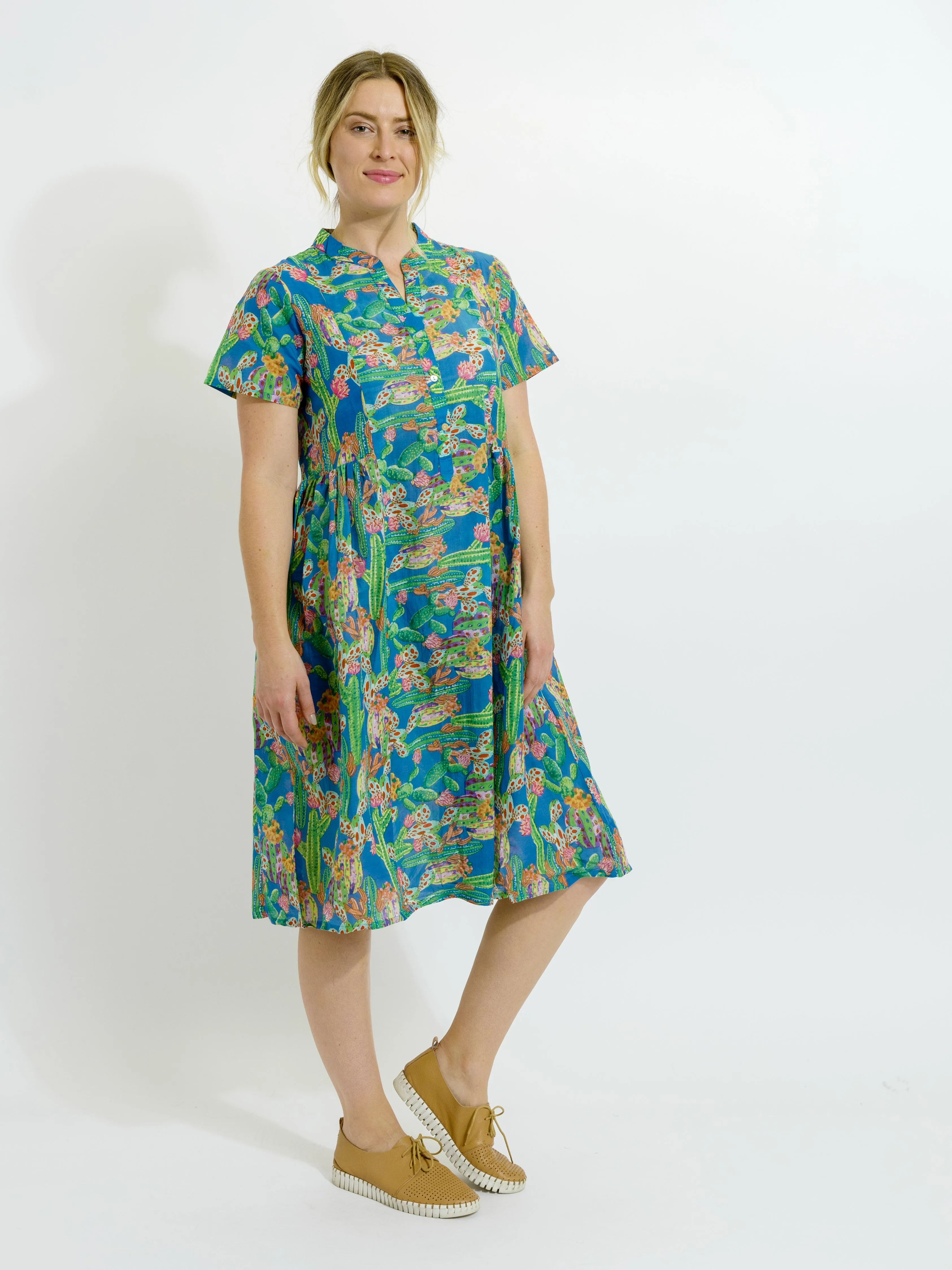 Airley Dress in Blue Cactus