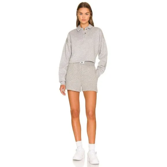 ALO Yoga Quilted Arena Boxing Shorts in Athletic Heather Grey