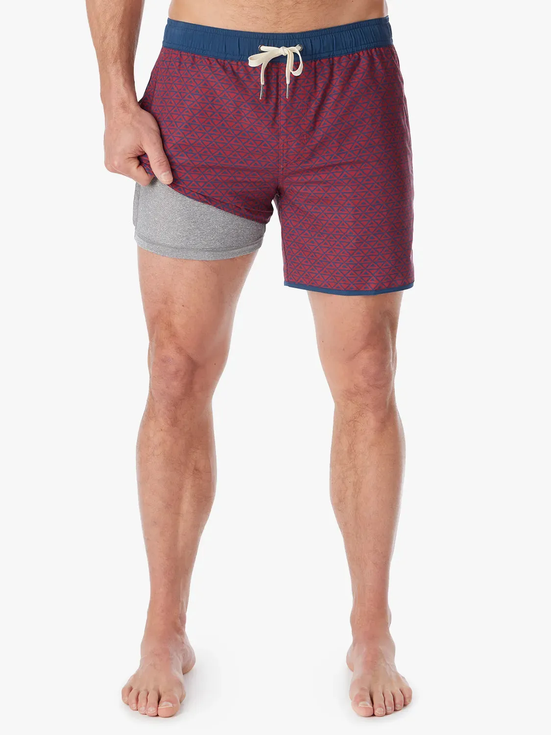 Anchor Short | Nautical Red Wavy Geo