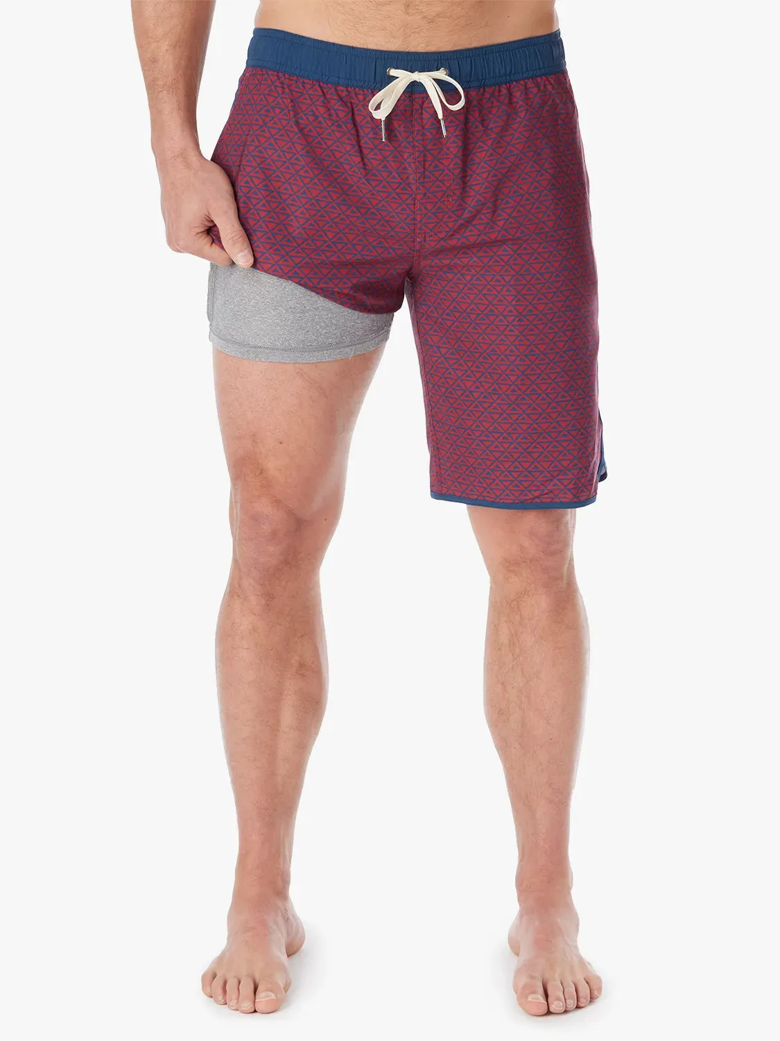 Anchor Short | Nautical Red Wavy Geo