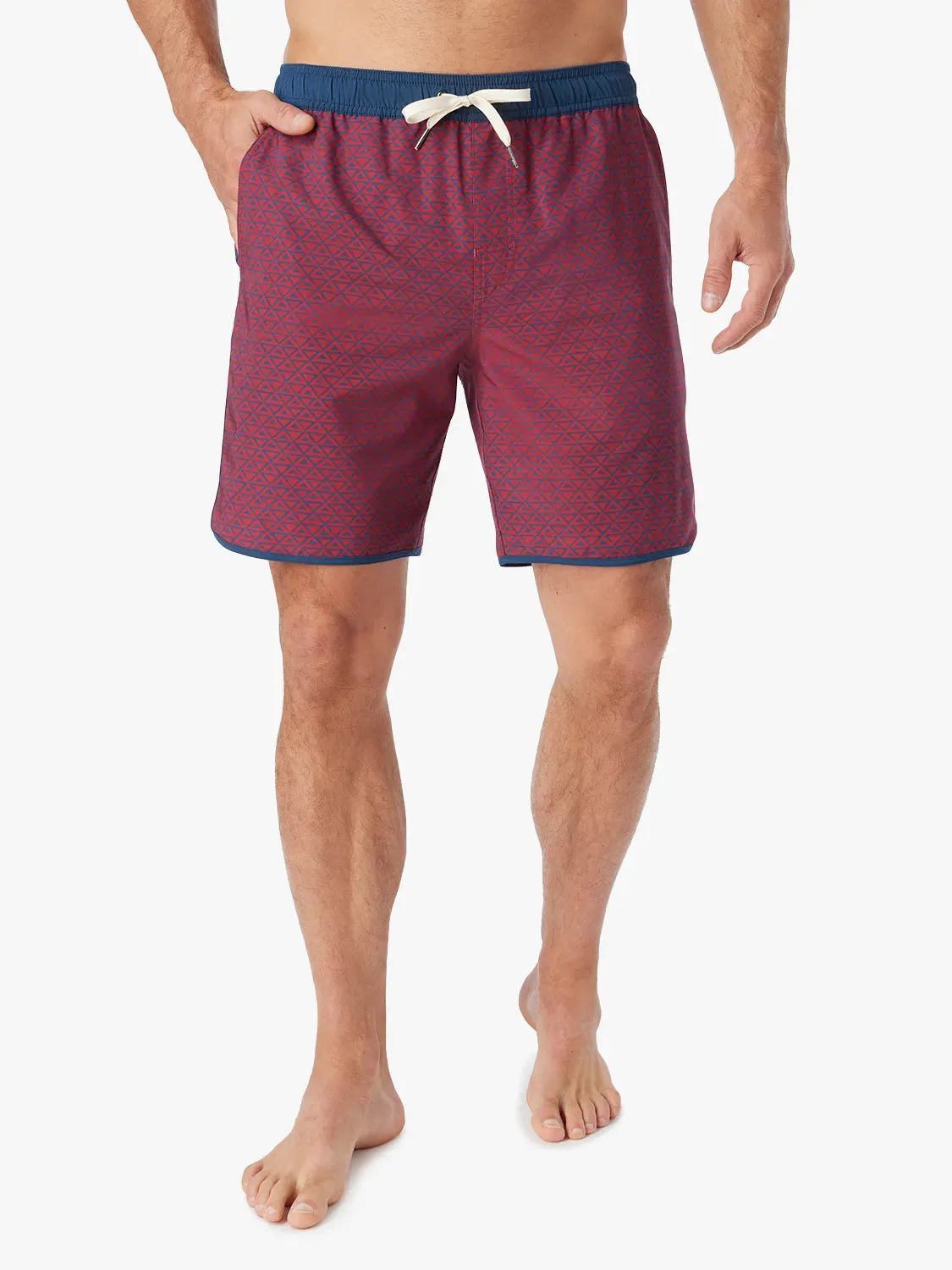 Anchor Short | Nautical Red Wavy Geo