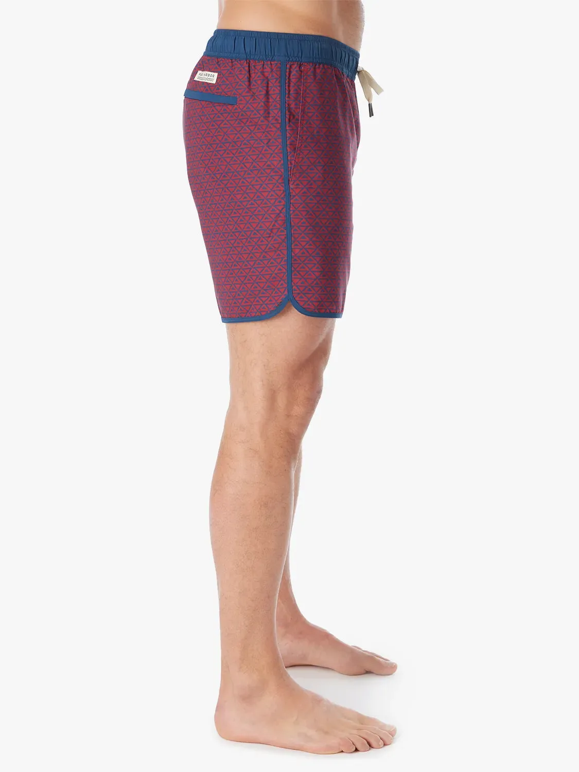 Anchor Short | Nautical Red Wavy Geo