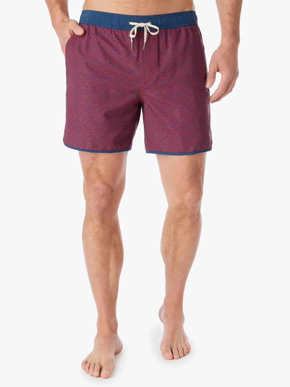 Anchor Short | Nautical Red Wavy Geo