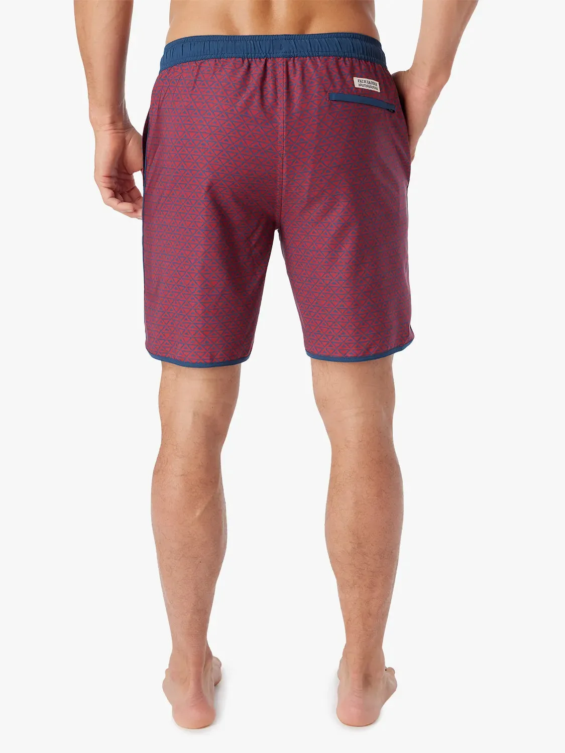 Anchor Short | Nautical Red Wavy Geo