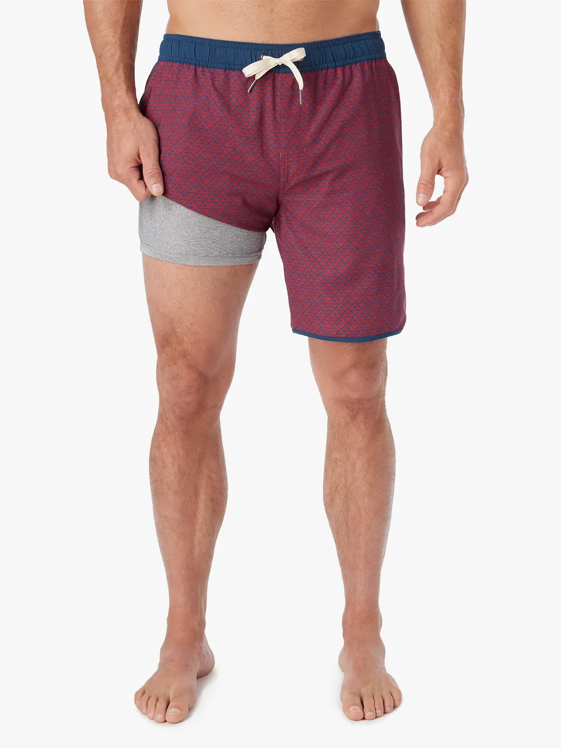 Anchor Short | Nautical Red Wavy Geo