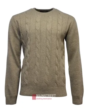 Ansett Gold Luxury Wool Cashmere Cable Crew Neck