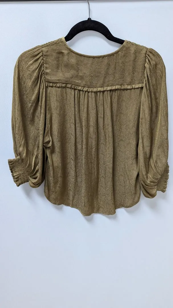 Anthropologie Petites Mousse Brown Cropped Blouse