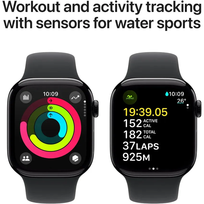 Apple Watch Series 10 46mm Jet Black Aluminium Case GPS   Cellular Sport Band - AU Version