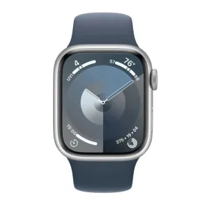 Apple Watch Series 9 GPS 41mm Silver Aluminium Case with Storm Blue Sport Band - M/L