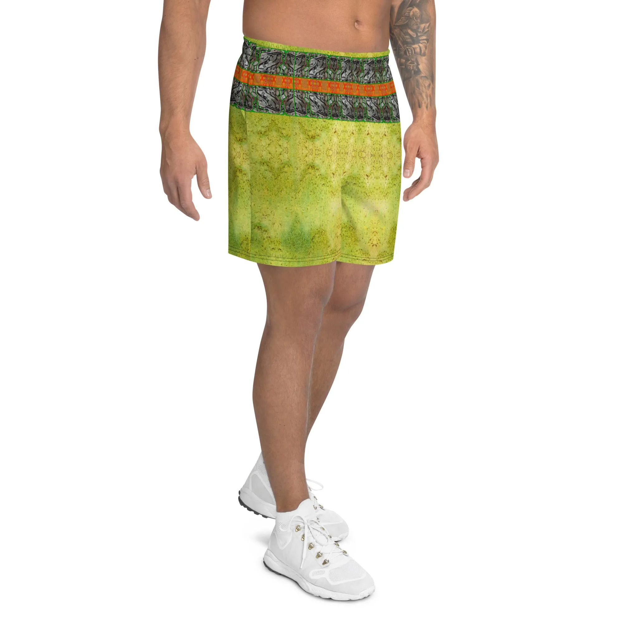 Athletic Long Shorts (Unisex)(Virilis/Muliebris)(Tree Link Stripe) RJSTH@Fabric#2 RJSTHS2021 RJS