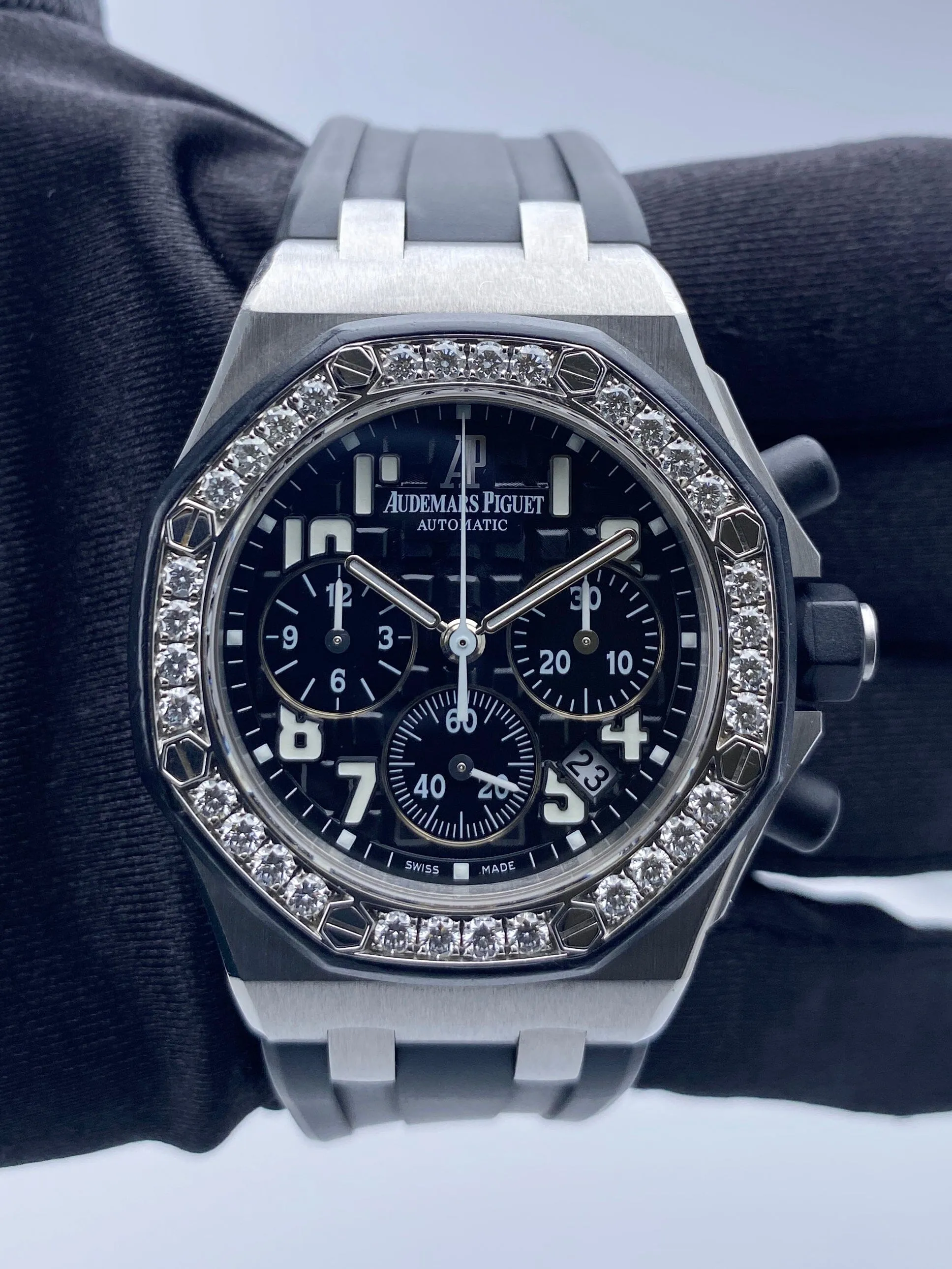 Audemars Piguet Royal Oak Offshore 26048SK Diamond Black Dial Ladies Watch Box Papers