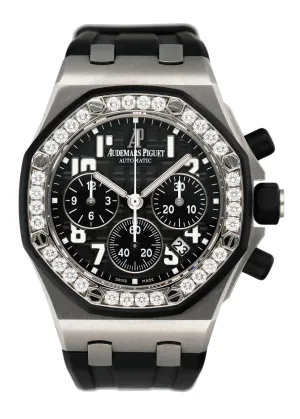 Audemars Piguet Royal Oak Offshore 26048SK Diamond Black Dial Ladies Watch Box Papers