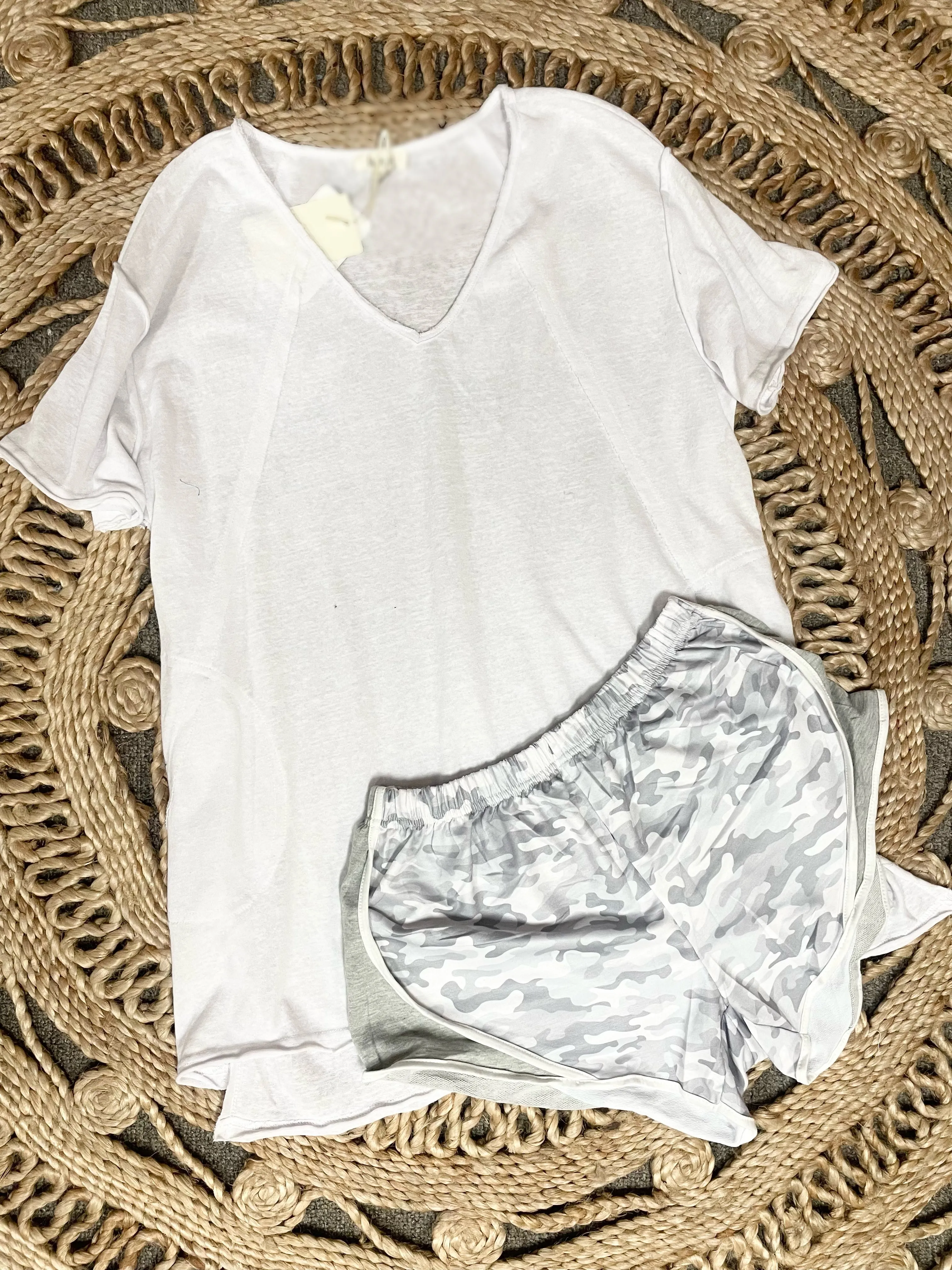 Babe Shorts- Grey Camo