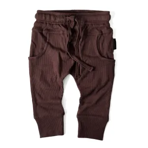 BAMBOO RIBBED JOGGERS - COCOA
