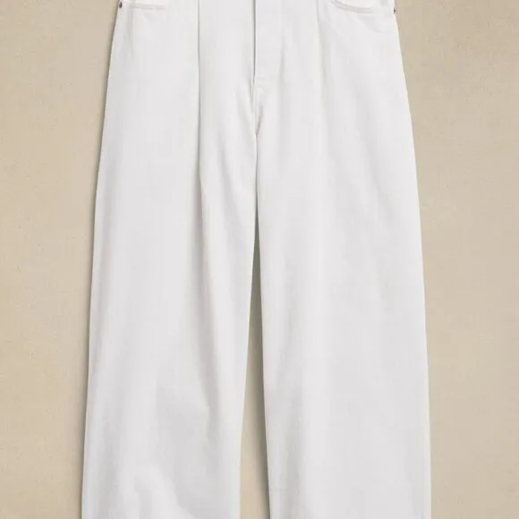 Banana Republic High-Rise BOHO Wide-Leg CROP White Y2K Vibe Jeans Size 4/27