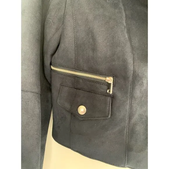Banana Republic Vegan Suede Cropped Bomber Jacket