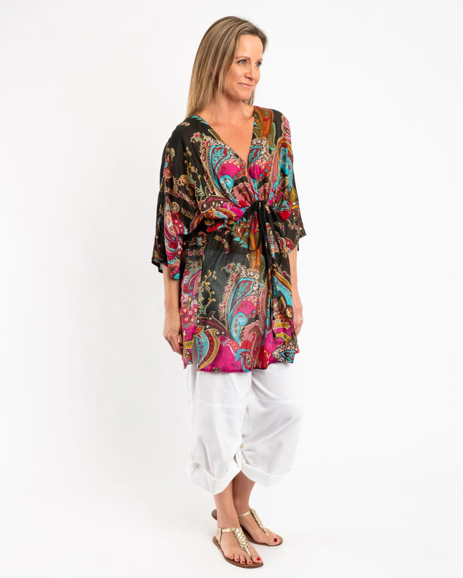 Batwing Top in Paisley Black Floral