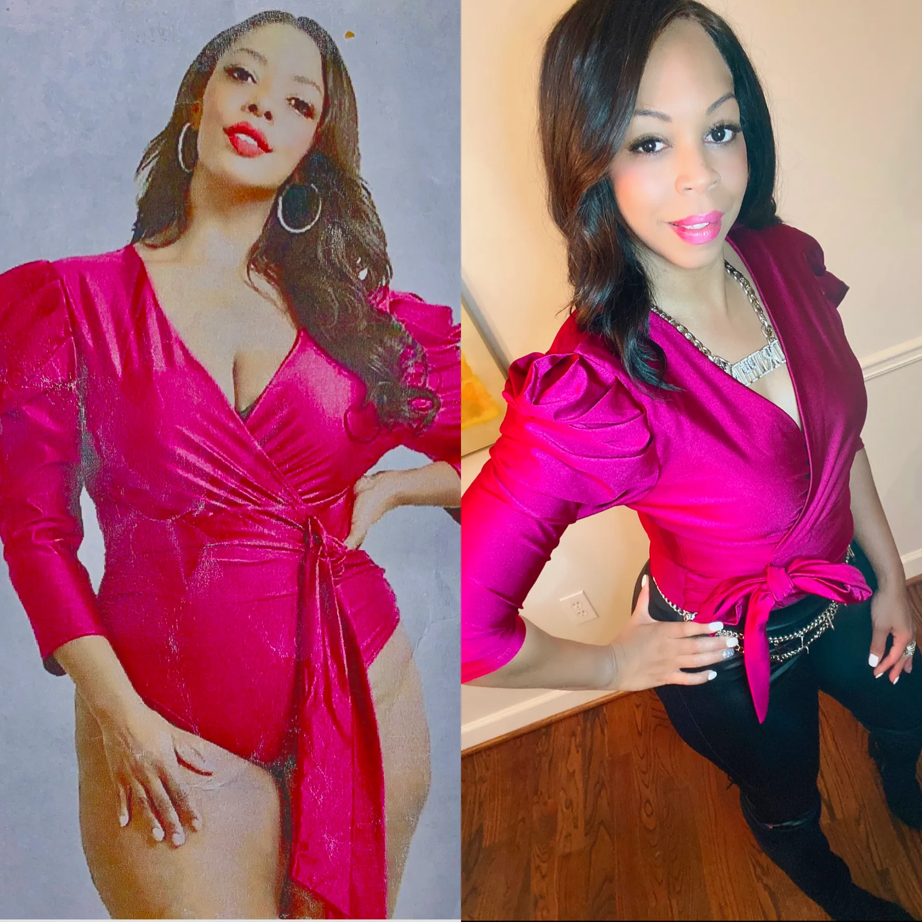 Beautiful Puff Shoulders SATIN BodySuit ‼️CURVY SIZES