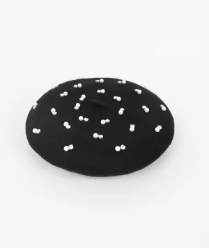 Black Pearl Embellished Beret