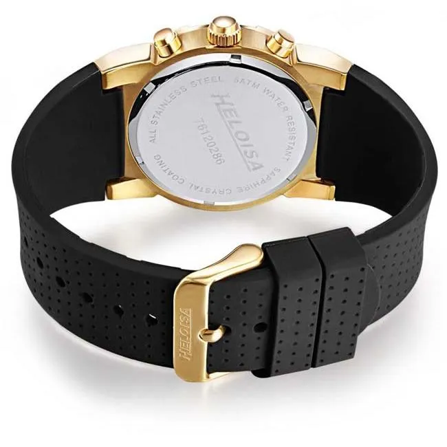 Black Rubber Golden Matt  Stainless Steel Case Sport Chronos Watch  For Men - Heloisa 76120286