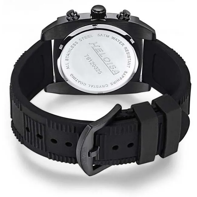 Black Rubber with Black Dial Sport Chronos Watch  For Men - Heloisa 76120325