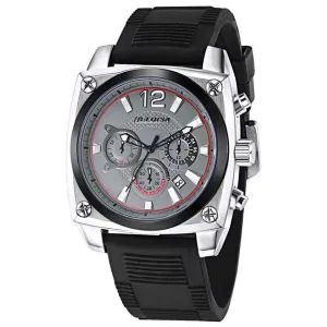 Black Rubber with Silver Dial Sport Chronos Watch  For Men - Heloisa 76120324