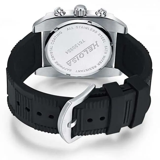 Black Rubber with Silver Dial Sport Chronos Watch  For Men - Heloisa 76120324