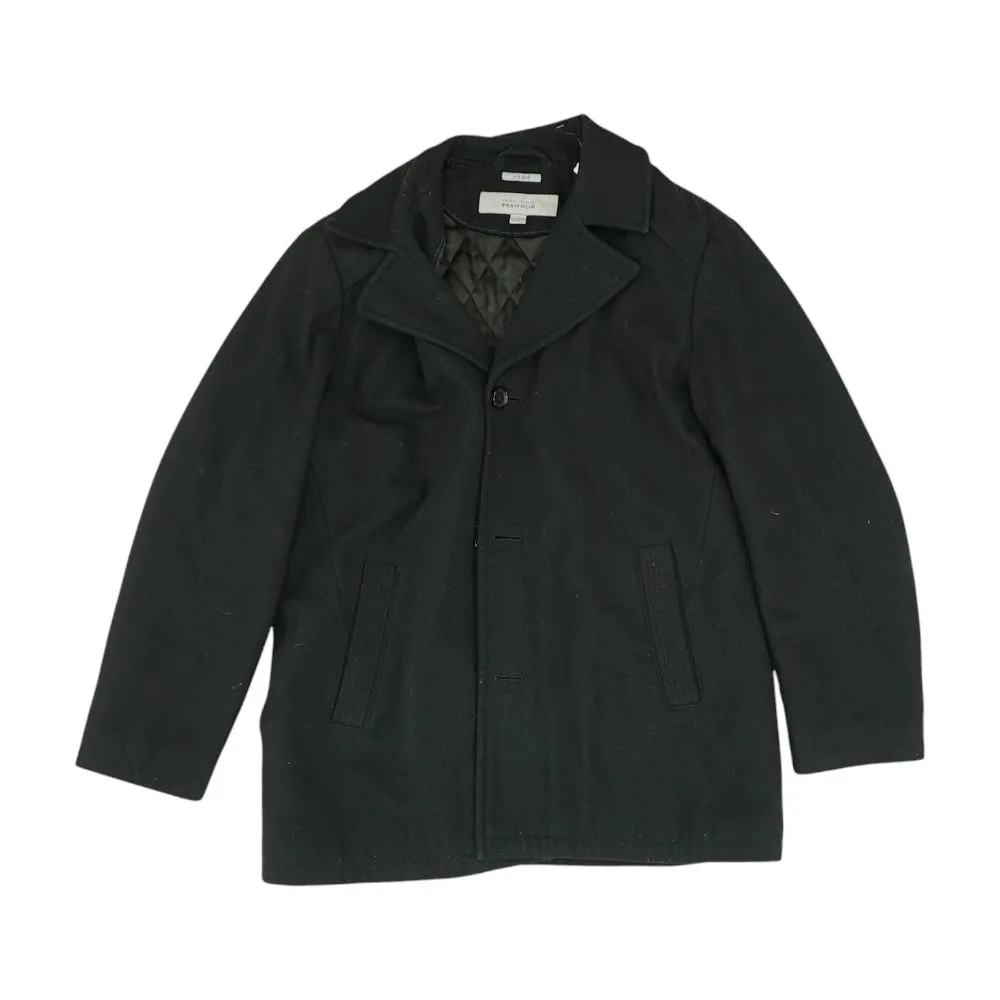 Black Solid Topcoat Coat