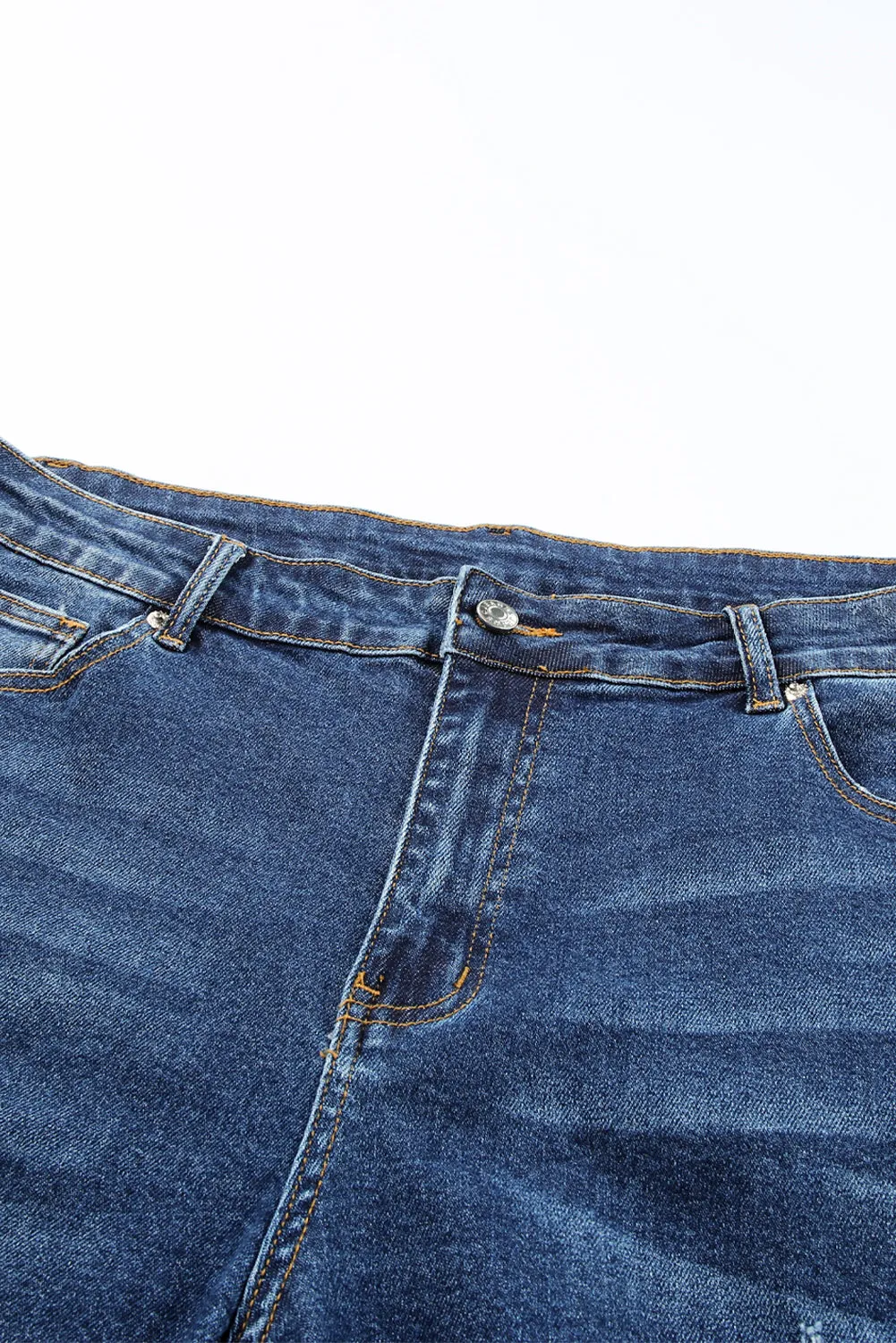 Blue High Waist Distressed Plus Size Jeans