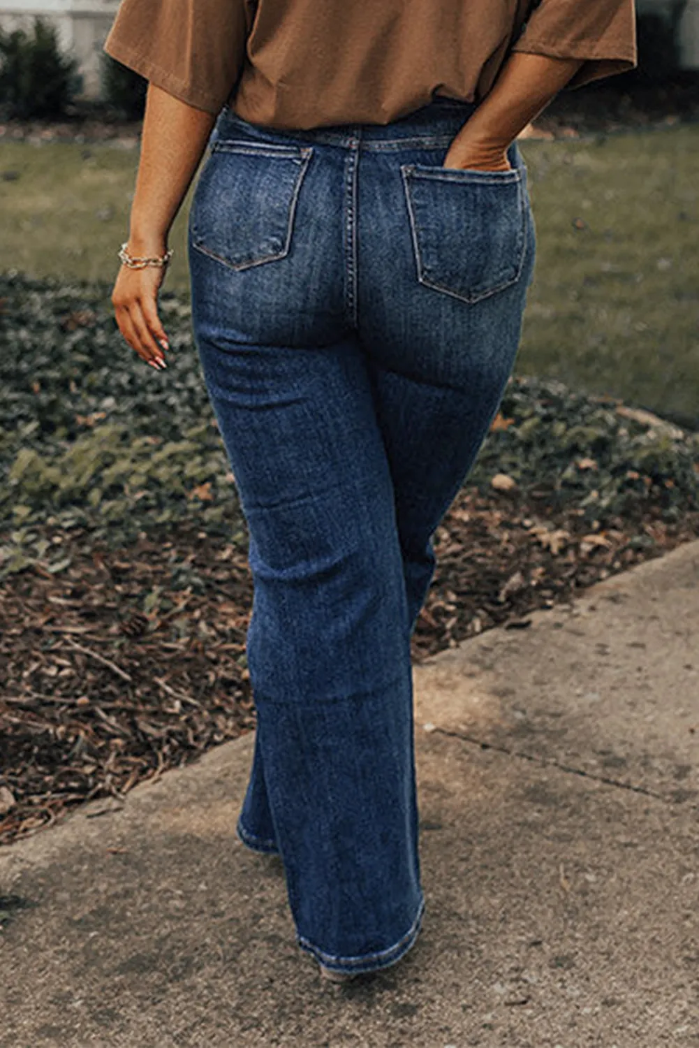 Blue High Waist Distressed Plus Size Jeans