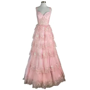 BOUTIQUE Long Tiered Gown Light Pink Size 14