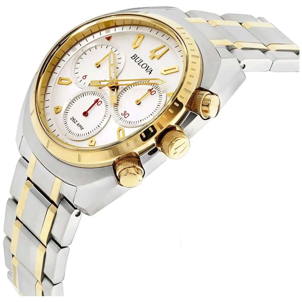 Bulova Curv Collection Chronograph Quartz Silver Dial Men's Watch 98A157