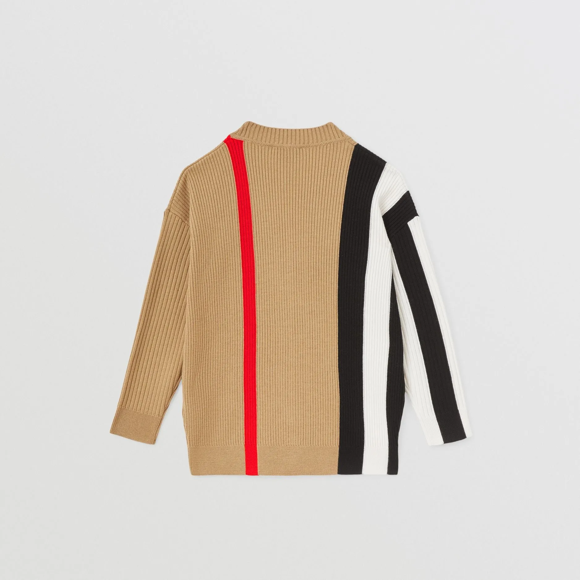 Burberry Striped Rib Knit Wool Cardigan
