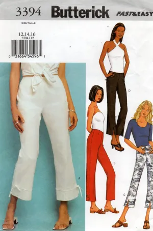 Butterick 3394 Womens Fitted Straight Leg Pants Out Of Print Sewing Pattern Size 12 - 16  UNCUT Factory Folded