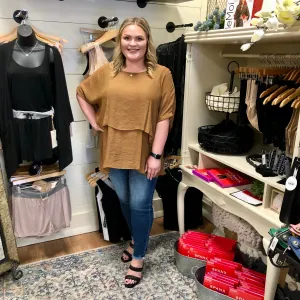 Camel 2-Tier Gauzy Top