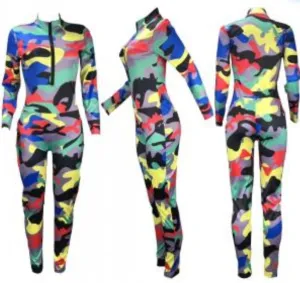 Camouflage Zipper Jumpsuit